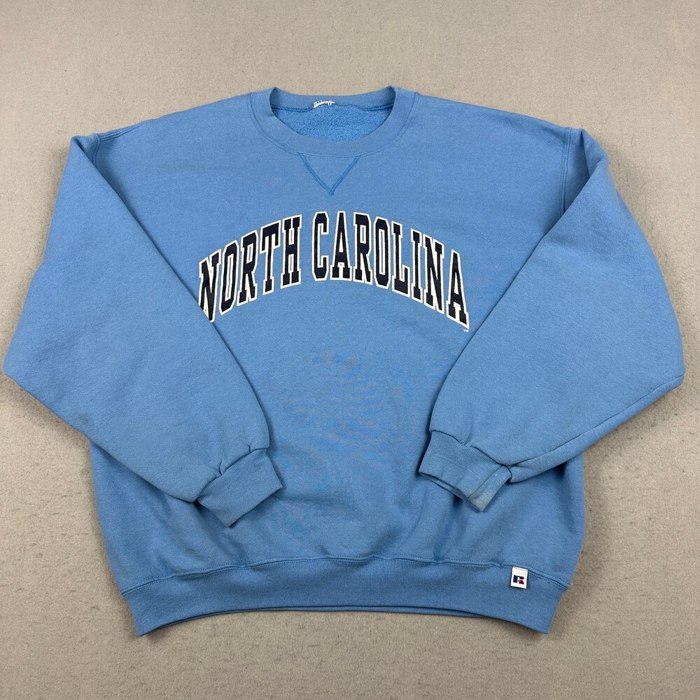 Vintage North Carolina Tar Heels Sweatshirt Men XL Blue Russel Crew Neck NCAA